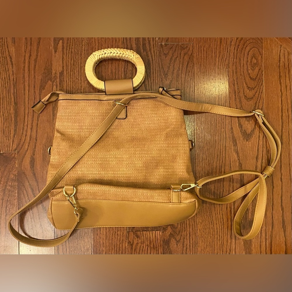 Convertible Handbag Shoulder Backpack Handles Pockets Faux Leather New - Picture 2 of 5